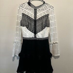 Elegant Black and White Lace Dress